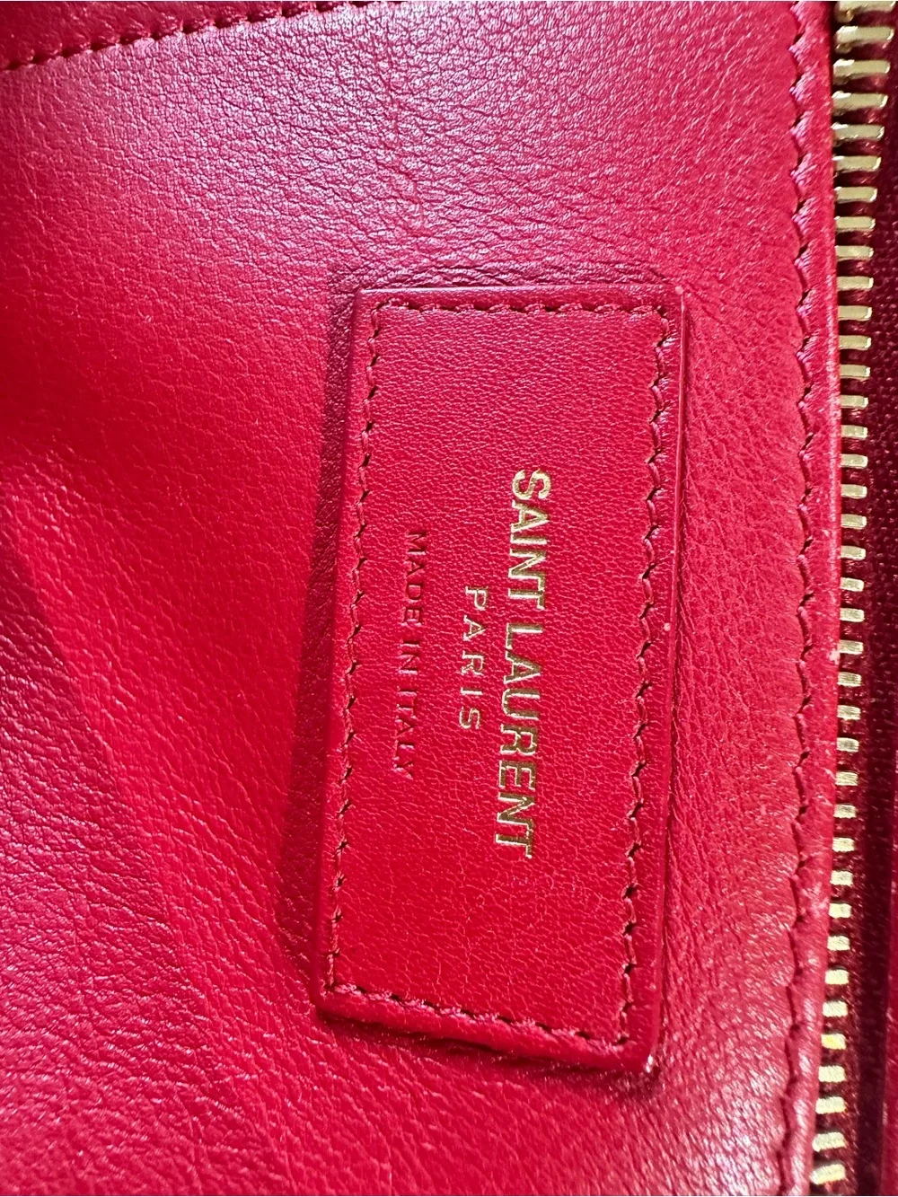 Saint Laurent Red Leather Cabas Y Medium Tote with Gold-Tone Hardware - Picture 9 of 15